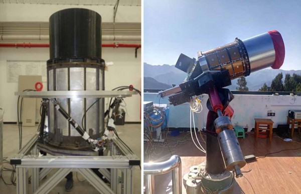 Modèle de test du télescope VT et installation d'essai à l'observatoire de Xinglong (Beijing, Chine). @NAOC