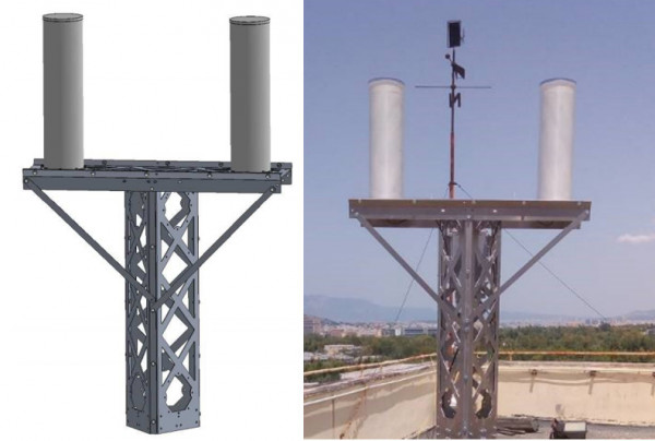 Mât et antennes – représentation 3D et réalité Crédits : CNES