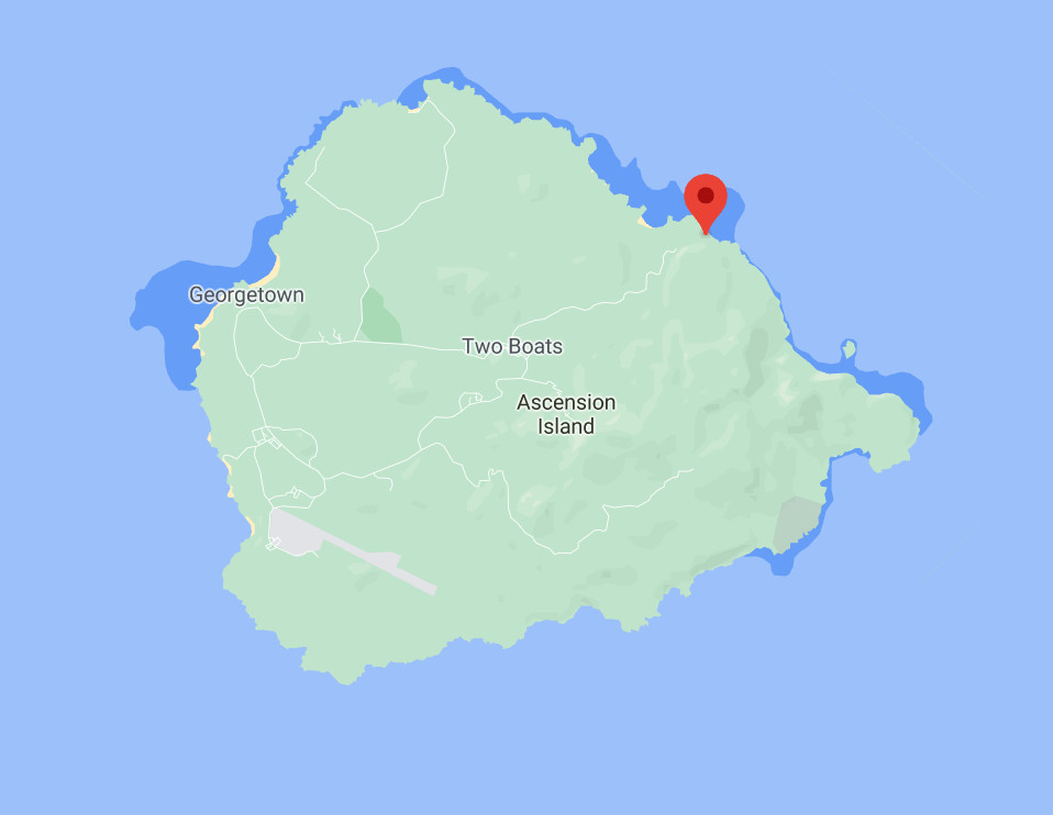 Localisation de la station de l'ile de l'Ascension, vue rapprochée