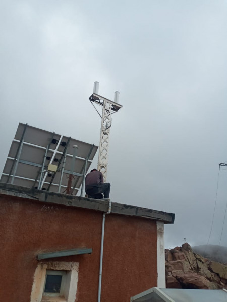 The station is installed on the roof of an observatory building.