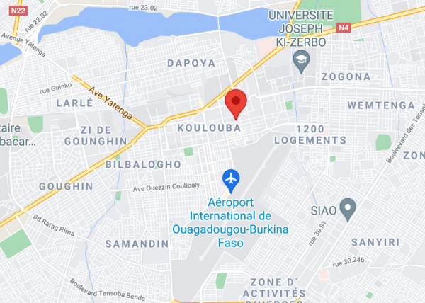 Location of the Ougadougou station, close-up view.