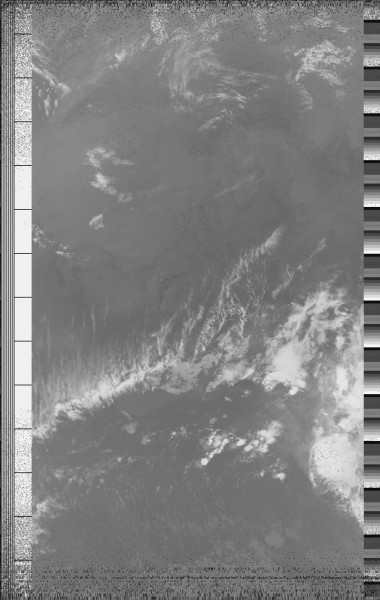 Image reconstituée à partir des données envoyées par le satellite NOAA19.