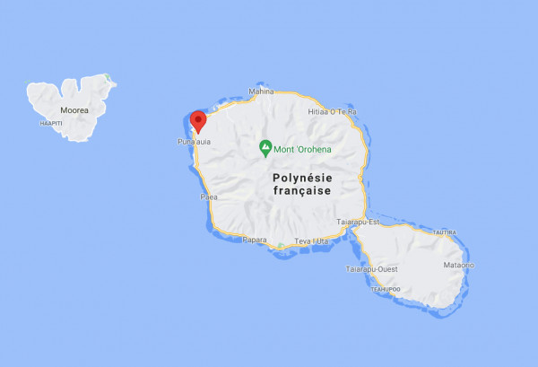  Localisation de la station Papeete sur l'île de Tahiti en Polynésie française, vue rapprochée