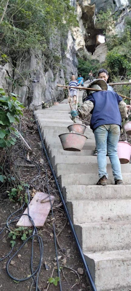 The construction of the access staircase