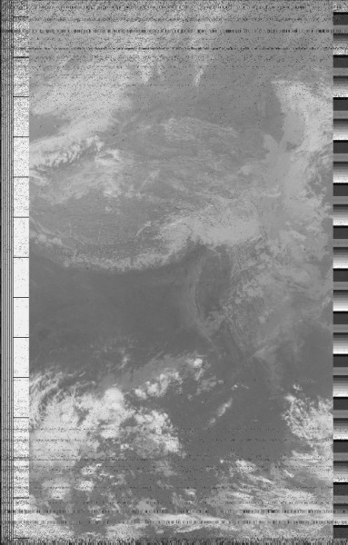 Image reconstructed from data sent by the NOAA18 satellite